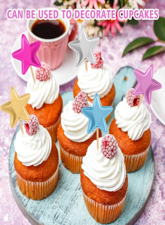 Larrel 50 PCS Colorful Star Cupcake Toppers, Mini Safe Star Cake Topper Cute Cupcake Picks Decorative Accessories for Cake Decorating Birthday Fruits Engagement Wedding Baby Shower - Image 5